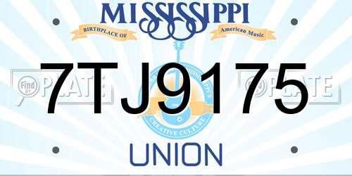 7TJ9175 Mississippi License Plate