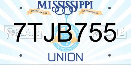 7TJB755 Mississippi License Plate