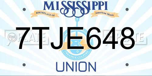 7TJE648 Mississippi License Plate