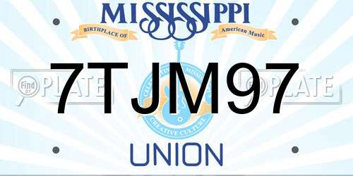 7TJM97 Mississippi License Plate