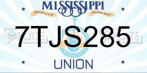 7TJS285 Mississippi License Plate