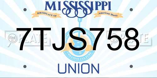 7TJS758 Mississippi License Plate