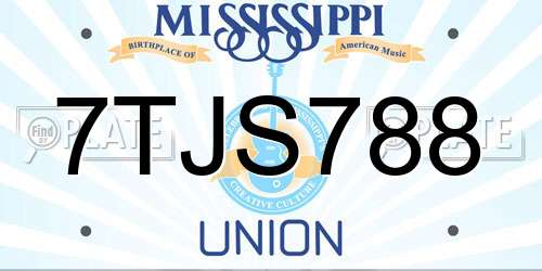 7TJS788 Mississippi License Plate