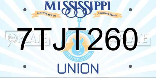 7TJT260 Mississippi License Plate