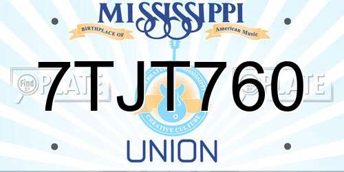 7TJT760 Mississippi License Plate