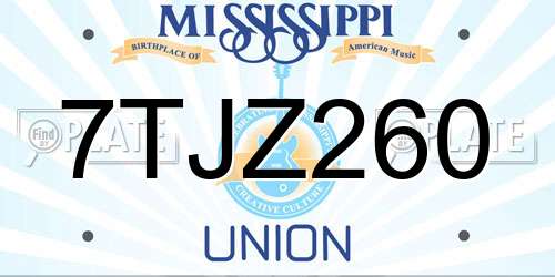 7TJZ260 Mississippi License Plate