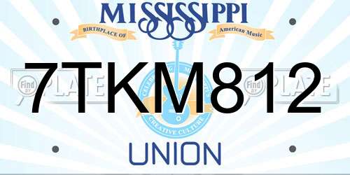 7TKM812 Mississippi License Plate