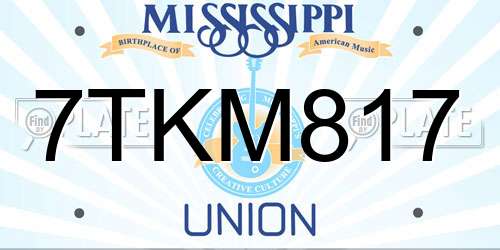7TKM817 Mississippi License Plate