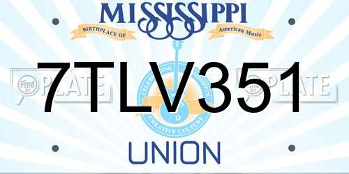 7TLV351 Mississippi License Plate