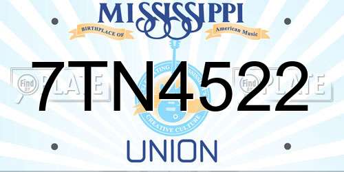 7TN4522 Mississippi License Plate