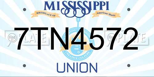 7TN4572 Mississippi License Plate