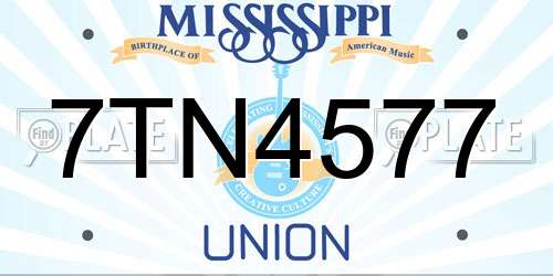 7TN4577 Mississippi License Plate