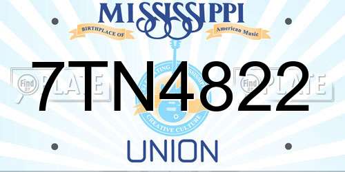 7TN4822 Mississippi License Plate