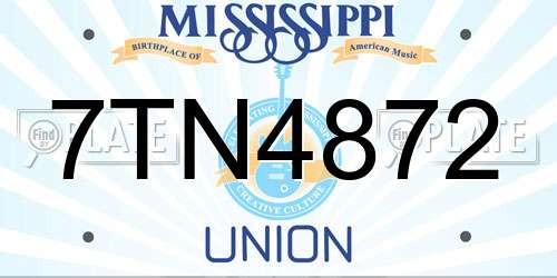 7TN4872 Mississippi License Plate