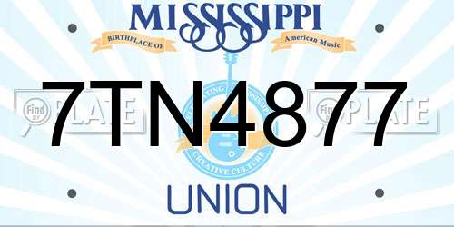7TN4877 Mississippi License Plate