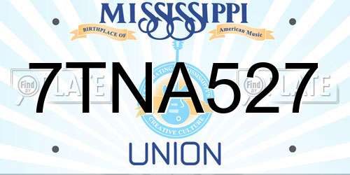 7TNA527 Mississippi License Plate