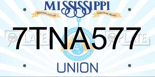 7TNA577 Mississippi License Plate