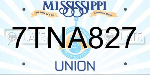 7TNA827 Mississippi License Plate