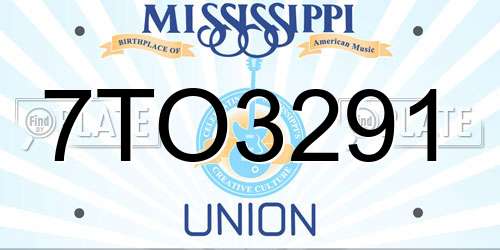 7TO3291 Mississippi License Plate