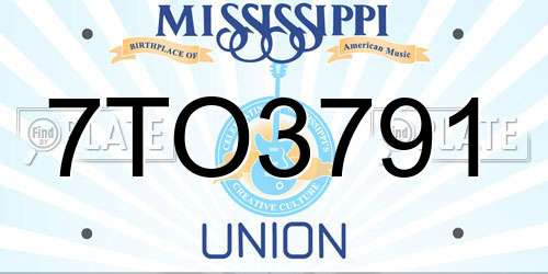 7TO3791 Mississippi License Plate