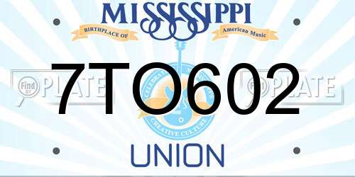 7TO602 Mississippi License Plate