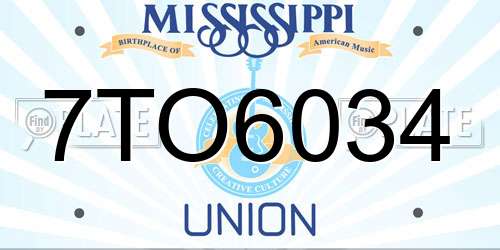 7TO6034 Mississippi License Plate