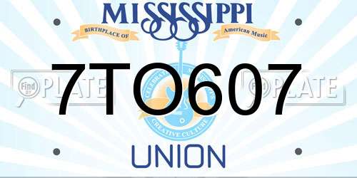 7TO607 Mississippi License Plate