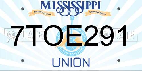 7TOE291 Mississippi License Plate