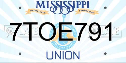 7TOE791 Mississippi License Plate