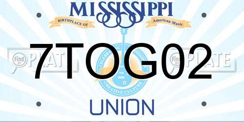 7TOG02 Mississippi License Plate