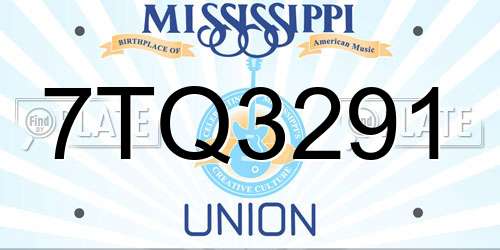 7TQ3291 Mississippi License Plate