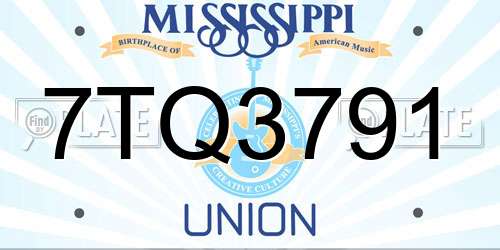 7TQ3791 Mississippi License Plate