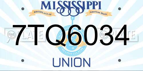 7TQ6034 Mississippi License Plate