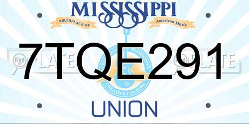 7TQE291 Mississippi License Plate