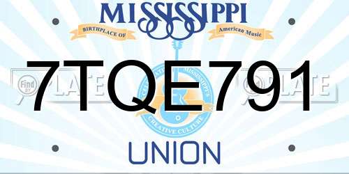 7TQE791 Mississippi License Plate