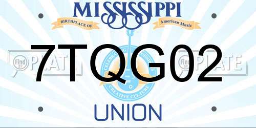 7TQG02 Mississippi License Plate