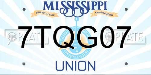 7TQG07 Mississippi License Plate