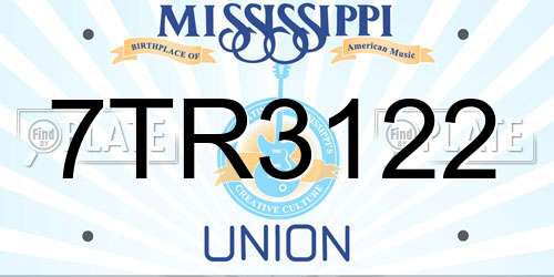 7TR3122 Mississippi License Plate