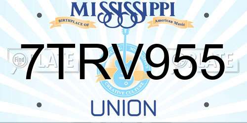7TRV955 Mississippi License Plate
