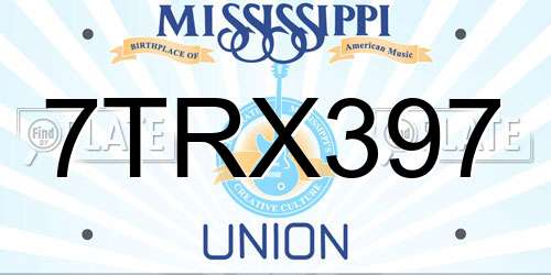 7TRX397 Mississippi License Plate