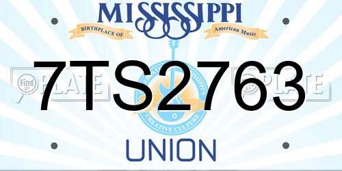 7TS2763 Mississippi License Plate