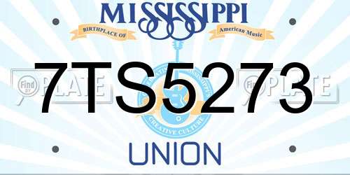 7TS5273 Mississippi License Plate