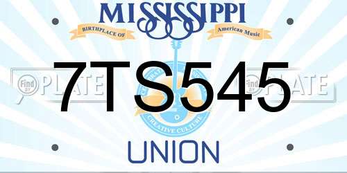 7TS545 Mississippi License Plate