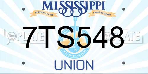 7TS548 Mississippi License Plate