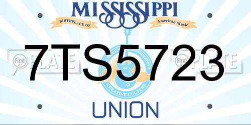 7TS5723 Mississippi License Plate