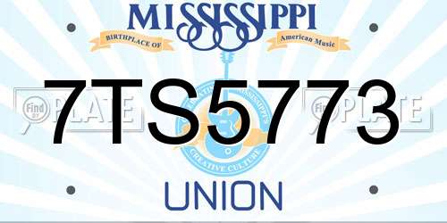 7TS5773 Mississippi License Plate
