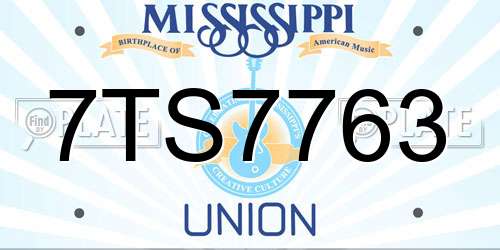 7TS7763 Mississippi License Plate