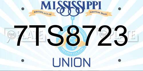 7TS8723 Mississippi License Plate