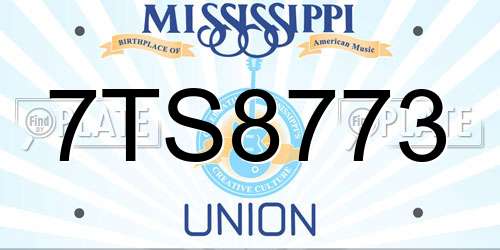 7TS8773 Mississippi License Plate
