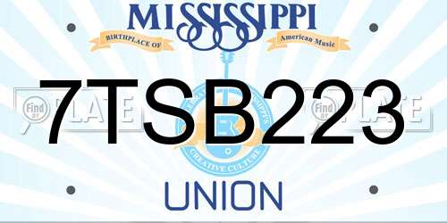 7TSB223 Mississippi License Plate